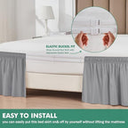 Wrap Around Full Size Bed Skirt Split Corners 15" Drop-Elastic Dust Ruffle - Image 3