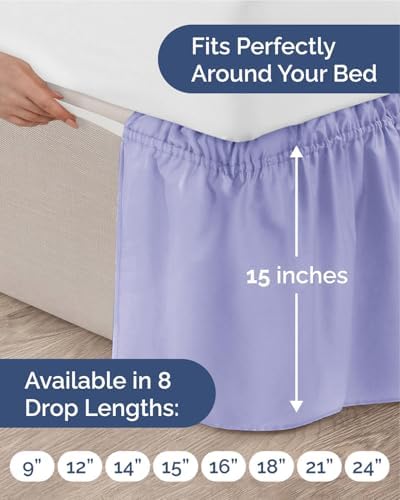 CGK Wrap Around Dust Ruffle Bed Skirt - King Size, 15" Inch, Lavender - Image 4