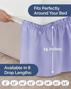 CGK Wrap Around Dust Ruffle Bed Skirt - Queen Size, 15" Inch, Lavender - Image 4