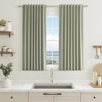 Guken 100% Blackout Sage Green Linen Curtains 45 Inch Long 2 Panels by Guken