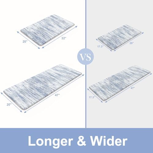 KIMODE Anti Fatigue Kitchen Mat, Boho Abstract Kitchen Rugs Sets of 2 Blue - Image 2