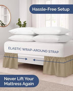 CGK Wrap Around Dust Ruffle Bed Skirt - Full Size, 15" Inch, Beige - Image 2