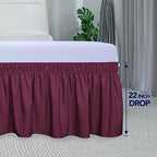 PureFit Wrap Around Ruffled Bed Skirt, Wine, Queen/King - 22" Drop - Image 5