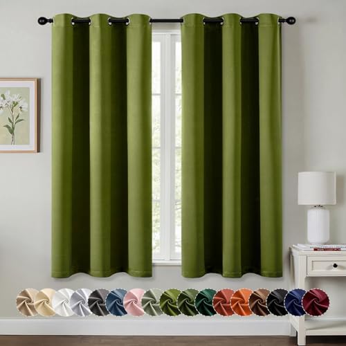 MIULEE Blackout Curtains for Bedroom 2 Panel 40"x45" Long Light Olive Green by MIULEE