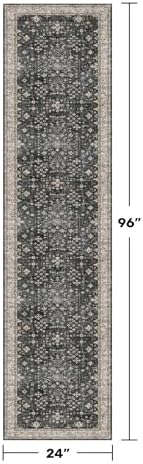 Black Washable 8ft Long Runners for Hallways, 2x8 Kitchen Runner Rug, Entryway Indoor Runner for Bathroom, Non Slip Boho Vintage Floor Décor for High Traffic Area - Image 2