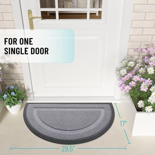 OLANLY Half Circle Front Door Mat Outside 29.5x17 All-Season Rubber Doormat - Image 2