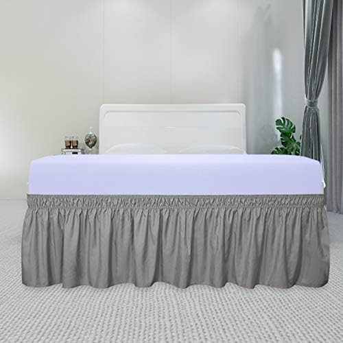 PureFit Wrap Around Ruffled Bed Skirt, Gray, Twin/Full - 14" Drop - Image 2