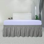PureFit Wrap Around Ruffled Bed Skirt, Gray, Queen/King - 18" Drop - Image 2