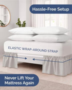 CGK Wrap Around Dust Ruffle Bed Skirt - Full Size, 9" Inch, French Grey - Image 2