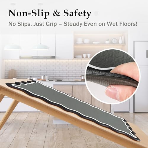 Arenarug Scalloped Kitchen Mats for Floor, Black Gray Kitchen Rugs Set of 2 - Image 4