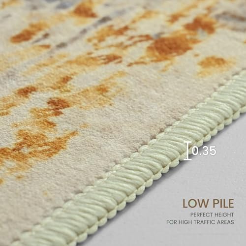 Ompaa Living Room Rug 8x10 Beige Area Rugs Machine Washable Abstract Boho Large Carpet Non-Slip Non-Shedding Faux Wool Indoor Vintage Rug for Bedroom, Classroom, Dining Room, Kids Playroom - Image 6