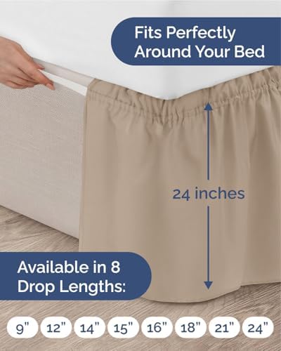 CGK Wrap Around Dust Ruffle Bed Skirt - King Size, 24" Inch, Cream - Image 4