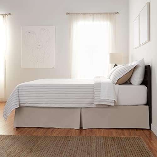 Amazon Basics Lightweight Pleated Bed Skirt, Wrinkle and Fade Resistant, Machine Washable, Queen, Taupe - Image 3