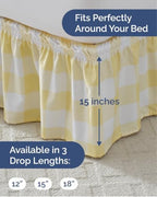 CGK Wrap Around Dust Ruffle Bed Skirt - Full Size, 15" Inch, Yellow - Image 4