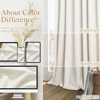 Guken 100% Blackout Linen Curtains 76 Inch Long for Bedroom 2 Panels Cream - Image 7