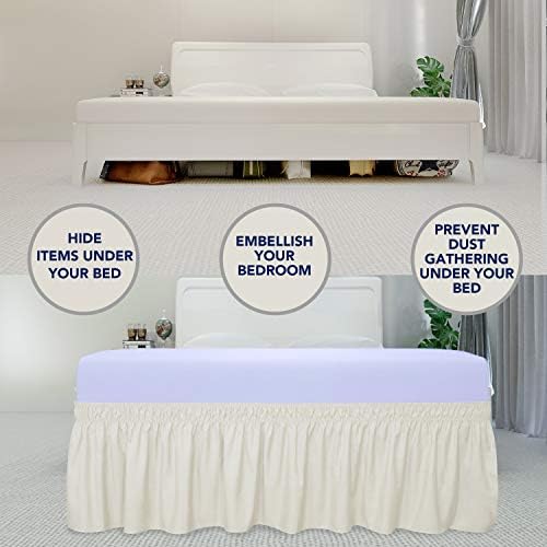 PureFit Wrap Around Ruffled Bed Skirt, Ivory, Twin/Full - 14" Drop - Image 3