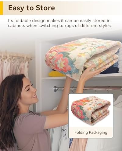 RELEANY Washable Area Rug, Runner 2'6"x5', Pink/Light Pink/Colorful - Image 6