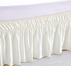 MEILA Wrap Around Elastic Bed Skirt for Queen & King Beds, 24" Drop,Ivory - Image 3