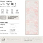 3x10 Washable Runner Rug：Modern Abstract Soft Carpet Pink White - Image 2