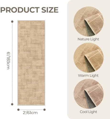 2x6 Runner Rug Non Slip,Washable Hallway Runner Rug,Brown - Image 2