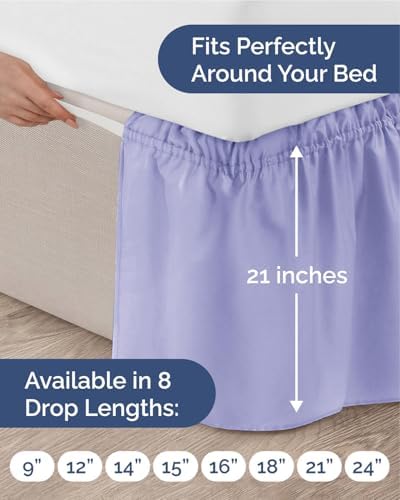 CGK Wrap Around Dust Ruffle Bed Skirt - Queen Size, 21" Inch, Lavender - Image 4