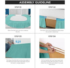 Wrap Around Queen Bed Skirt, Easy Fit Elastic Belt, 16 Inch Drop, Spa Blue - Image 5