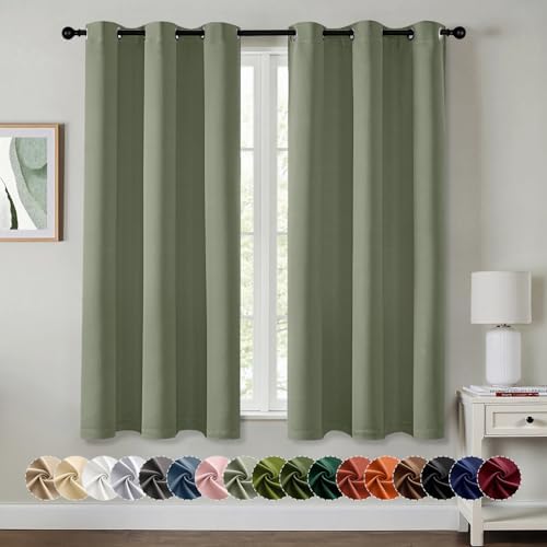 MIULEE Blackout Curtains for Bedroom 2 Panels 40 x 45 Inch Long Sage by MIULEE