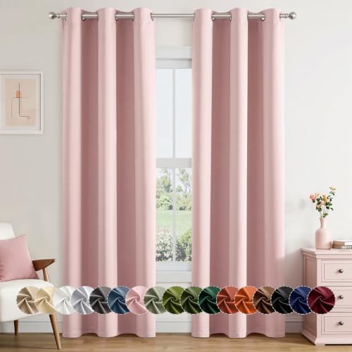 MIULEE Blackout Curtains for Bedroom 2 Panels 34 x 72 Inch Long Pink by MIULEE
