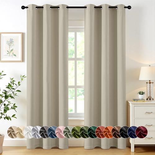 MIULEE Blackout Curtains for Bedroom 2 Panels 40 x 84 Inch Long Sand by MIULEE