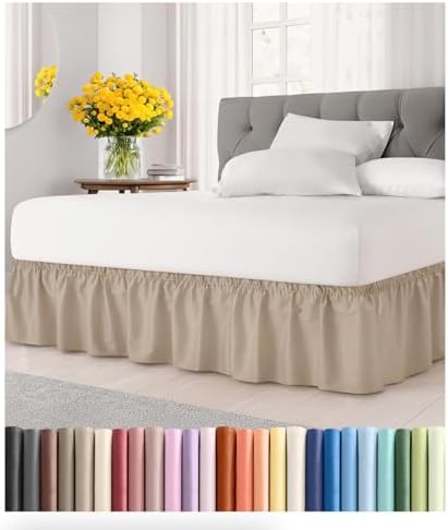 CGK Linens Wrap Around Dust Ruffle Bed Skirt - King, 18" Cream by CGKUnlimited