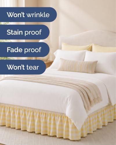 CGK Wrap Around Dust Ruffle Bed Skirt - Queen Size, 15" Inch, Yellow - Image 5