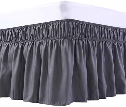 MEILA Wrap Around Bed Skirt for Queen & King Beds, 16" Drop, Dark Grey by MEILA