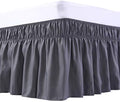 MEILA Wrap Around Bed Skirt for Queen & King Beds, 16" Drop, Dark Grey by MEILA