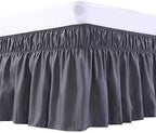 MEILA Wrap Around Bed Skirt for Queen & King Beds, 16" Drop, Dark Grey by MEILA