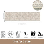 2x10 ft Hallway Runner Rug Washable – Boho Floral Non Slip Long Carpet Runner for Kitchen Entryway Bedroom Living Room, Soft Low-Pile Thin Floor Area Rug (Beige, 2x10) - Image 2