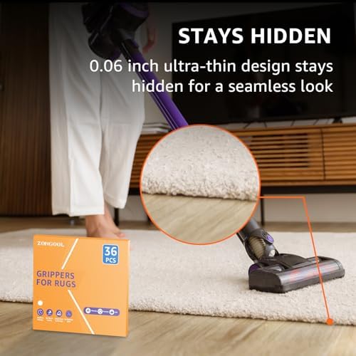 ZONGOOL 36PCS Rug Tape Non Slip Rug Pad Grippers Double Sided Carpet Tape - Image 5