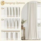 Guken 100% Blackout Linen Curtains 76 Inch Long for Bedroom 2 Panels Cream - Image 6