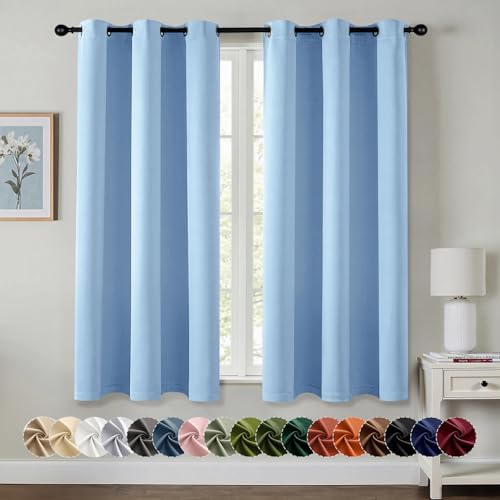 MIULEE Blackout Curtains for Bedroom 2 Panels 40 x 45 Inch Long Sky Blue by MIULEE