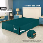 Twin Size Pleated Bed Skirt, Hides Under-Bed Storage 15 Inch Drop,Teal - Image 2