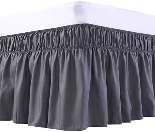 MEILA Wrap Around Bed Skirt for Twin & Full Beds 14" Drop, Dark Grey by MEILA