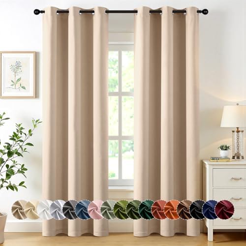 MIULEE Blackout Curtains for Bedroom 2 Panels 40 x 72 Inch Long Beige by MIULEE