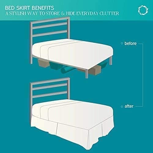 Rajlinen Ruffled Bed Skirt Twin, 12 Inch Drop Dust Ruffle with Split Corners, 100% Microfiber Bedskirt with Platform, Three-Sided Coverage Ruffled Gathering Design, Ivory