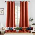 MIULEE Fall Blackout Curtains for Bedroom 2 Panel 40"x90" Long Burnt Orange by MIULEE