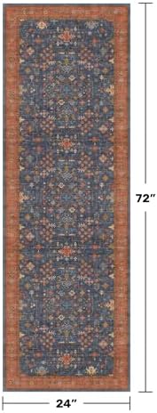 Hazo Haus Navy Blue Runner Rug 2x6 for Kitchen, Hallway, Mudroom, Laundry Room, Bathroom, Washable Non Slip Non Skid Rubber Backing Low Pile Stain Resistance - Image 2