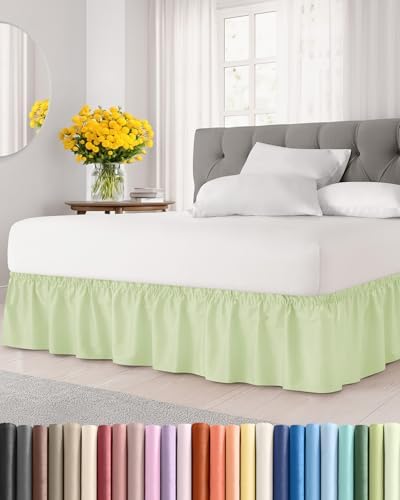 CGK Wrap Around Dust Ruffle Bed Skirt - Full Size, 24" Light Sage Green by CGKUnlimited