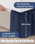 CGK Wrap Around Dust Ruffle Bed Skirt - Full Size, 18" Inch, Navy Blue - Image 4