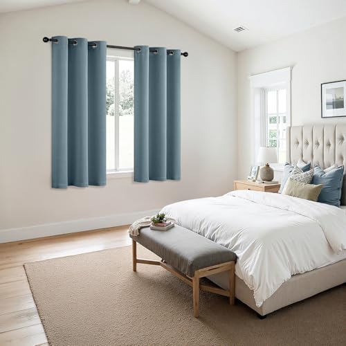 MIULEE Blackout Curtains for Bedroom 2 Panel 40 x 54 Inch Long Greyish Blue - Image 6