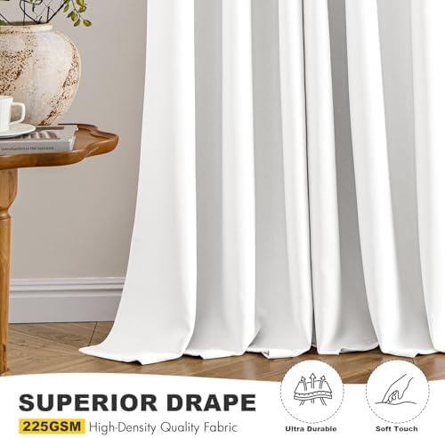 MIULEE Blackout Curtains for Bedroom 2 Panels 40 x 45 Inch Long Pure White - Image 5