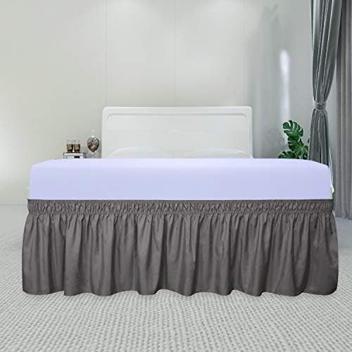 PureFit Wrap Around Ruffled Bed Skirt, Dark Gray, Queen/King - 18" Drop - Image 2