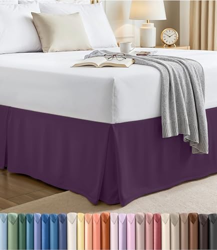 Queen Size Pleated Bed Skirt, Hides Under-Bed Storage 16 Inch Drop, Purple by UTOPIABEDDING
